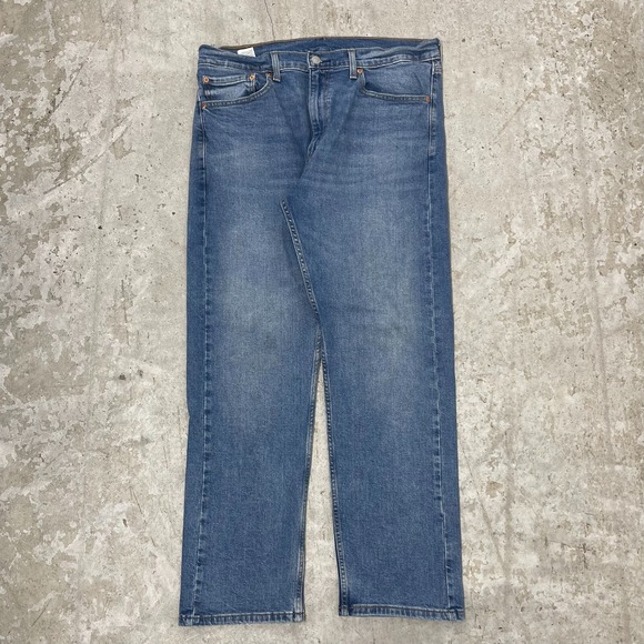 Levis Jeans Men 35x29 Blue Pants 505 Straight Work Faded Classic Denim Tag 36x30 - Picture 1 of 16